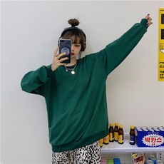 피어니스트 여성용 스웨트 라운드 오버핏 무지 맨투맨