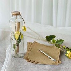 可愛的農場時光膠囊玻璃瓶仿古玫瑰花手字母LED燈+禮盒套組, 黃色（花）、白色（禮盒）