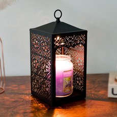 YANKEE CANDLE 復古造型暖燈+香氛蠟燭 L號+燈泡 2入, 黑色（蠟燭加熱器），檸檬薰衣草（蠟燭）