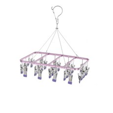 ALL HIGH 掛鉤式襪子曬衣架 方形 09 28夾 多彩紫色, 1個