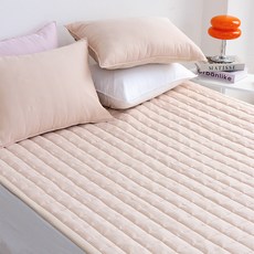 이불넷 듀라론 냉감100 시원한 고정밴드형 침대패드, 피치베이지