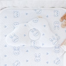 아이레빗 신생아용 아이스론 냉감 두상 구름 베개, 블루토끼, 1개
