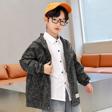 男童幾何圖案連帽外套