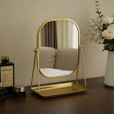 미르노아 묘먀미 프렌치컬러 인테리어 트레이 탁상거울 MMM3388, 골드