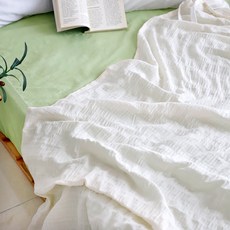 CASA VERDE 蕾絲條紋色織棉單層被, 自然風