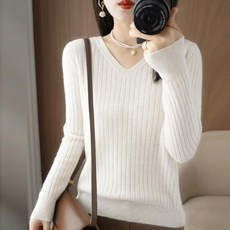 솔레일 여성용 카프린 V넥 골지 니트