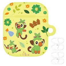 寶可夢花園貼紙 AirPods 2代 / 1代 共用硬殼 + 防鐵粉貼紙 2片, 敲音猴, 單一商品