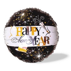 WOW PARTY KOREA 新年快樂 圓形煙火氣球 45cm, 混色, 5個