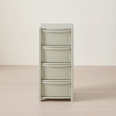 브리다 라탄 4단 서랍장, 올리브그린, 1개