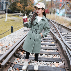 Orenjidamom 女童款 8扣腰帶風衣