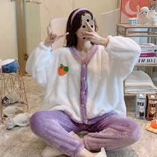 Damon孕婦Plus天鵝絨睡眠睡衣上下套裝 amp963