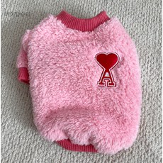 bydamsoomi 狗狗A字羊羔毛大學T, 粉紅色