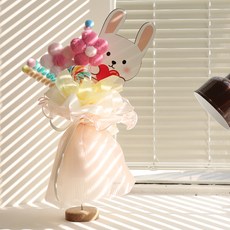 아스파시아 쿠쿠 버니앤베어 모루 꽃다발 토끼, 핑크