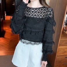 LUNA GIRL 抓皺蕾絲上衣 L24SPBL120825