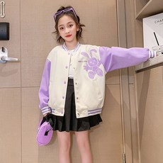 오렌지다몸 여아용 X눈토끼 배색 야구점퍼