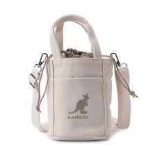 KANGOL 袋鼠 抽繩手提側背包 6455170201, 米白色