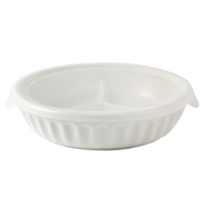 Moda Kitchen 陶瓷波浪紋密封圓形3格分格小菜盤, 單一顏色, 1個