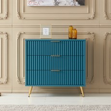 가구의가치 아트 3단 드레스룸 안방 슬림 서랍장 800 방문설치, 청록, 3개