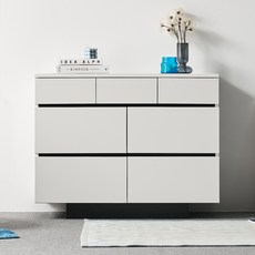 도모 카르테 와이드 3단 7칸 서랍장 900 방문설치, 화이트, 7개