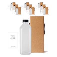 方形荷蘭PET容器1000+黑帽+盒子+N3貼紙套組, 10組