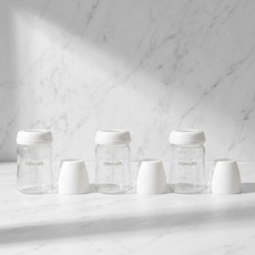 MOYUUM 矽膠塗層無奶嘴玻璃奶瓶三入組, 白色, 150ml, 1個