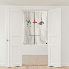 Clemence 綠色花園開衩式門簾, 象牙白