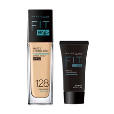 메이블린 핏미 파운데이션 30ml + 핏미 매트 프라이머 5ml 세트, 128 웜 누드, 1개