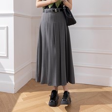 니아레브 플리츠 하이웨스트 롱 스커트