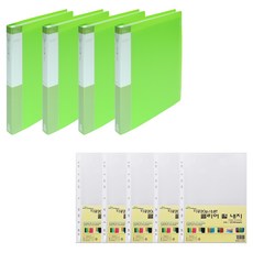 ECO Chungwoon PP透明文件夾 A4 40頁 x 4入 + 補充內頁 0.8mm 100張組合, 淺綠色, 1套