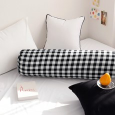 CASA VERDE Forse Design 格紋圓筒長抱枕 含枕芯枕套, 夜幕黑格紋