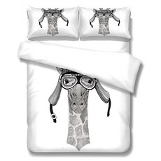 飛行員長頸鹿印花被套+枕套 2入, 混合顏色
