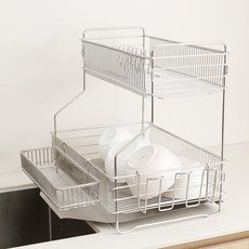 스텐팩토리 올스텐 304 무연마제 올인원 식기건조대, 실버, 1개, 2단 실버, 1개, 2단