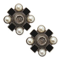 ButtonKing 瑪瑙鈕扣 25mm, 黑銀鎳, 2個