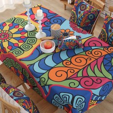 彩色圖案插畫印花桌布 A_RD_769, 混色, 100 x 140 cm, 1個