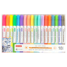 ZEYAR Dong-A PMS 雙頭螢光筆 18色組, 混合色, 1套