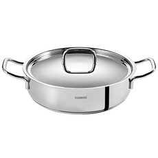 cookever Economy電磁爐適用雙耳3層不鏽鋼不沾淺湯鍋+鍋蓋, 單色, 24厘米