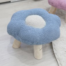 내일의공간 꽃모양 쿠션 미니 발받침 스툴, 블루