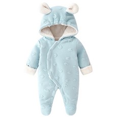 조이멀티 기모 곰돌이 노블 신생아 후드 우주복