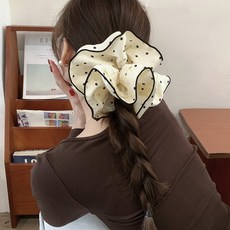 BBMUA 復古圓點蕾絲大尺寸大腸髮圈 20cm HR950