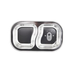 印花不鏽鋼2格餐盤, 黑色, 單品, 1個