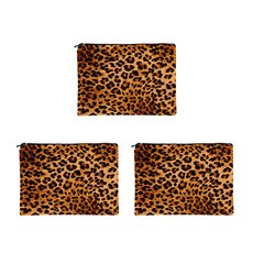 豹紋圖案印刷方形多功能化妝包 3入