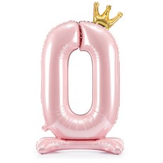 PartyDeco 站立式鋁箔氣球 數字0, 1個, 粉紅色