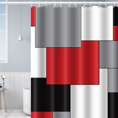 마켓감성 기하학 블루패치 샤워커텐, type 1, 1개