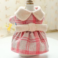 狗狗蝴蝶結毛呢T恤背心高領毛衣連身衣 狗狗衣服 PRDP0138, 粉紅格紋, 1個