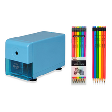 티티 전동 샤파 연필깎이 KI-2200 + 투코비 코마 삼각 지우개 연필 TC-208 6종 x 2p 세트, 블루(연필깎이), 혼합색상(연필), 1세트