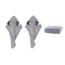 軟發巾 SG28 2p + 毛巾套組, 灰色的, 1套