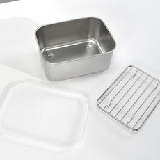 kitchen U 不鏽鋼調理盤組 深型 1000ml, 1套, 調理盤 + 托盤濾網 + 蓋子