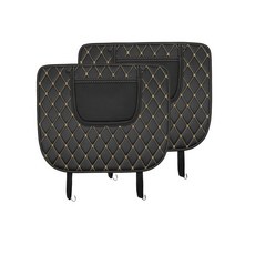 汽車座椅防踢墊, 04黑色格紋款, 2入