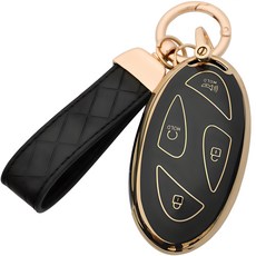 MD global 現代汽車相容 TPU 汽車鑰匙保護套 + 鑰匙圈, Hyundai 7 Button, 黑色