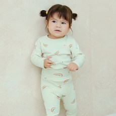 올로미미 아동용 밀키레인보우 40수 후라이스 스판 실내복 상하의 세트